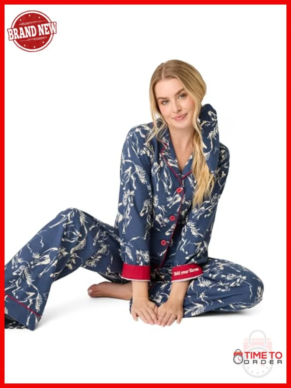 Women's Cotton Flannel 3-Piece Pajama Set with Long Sleeve Top, Pant, and